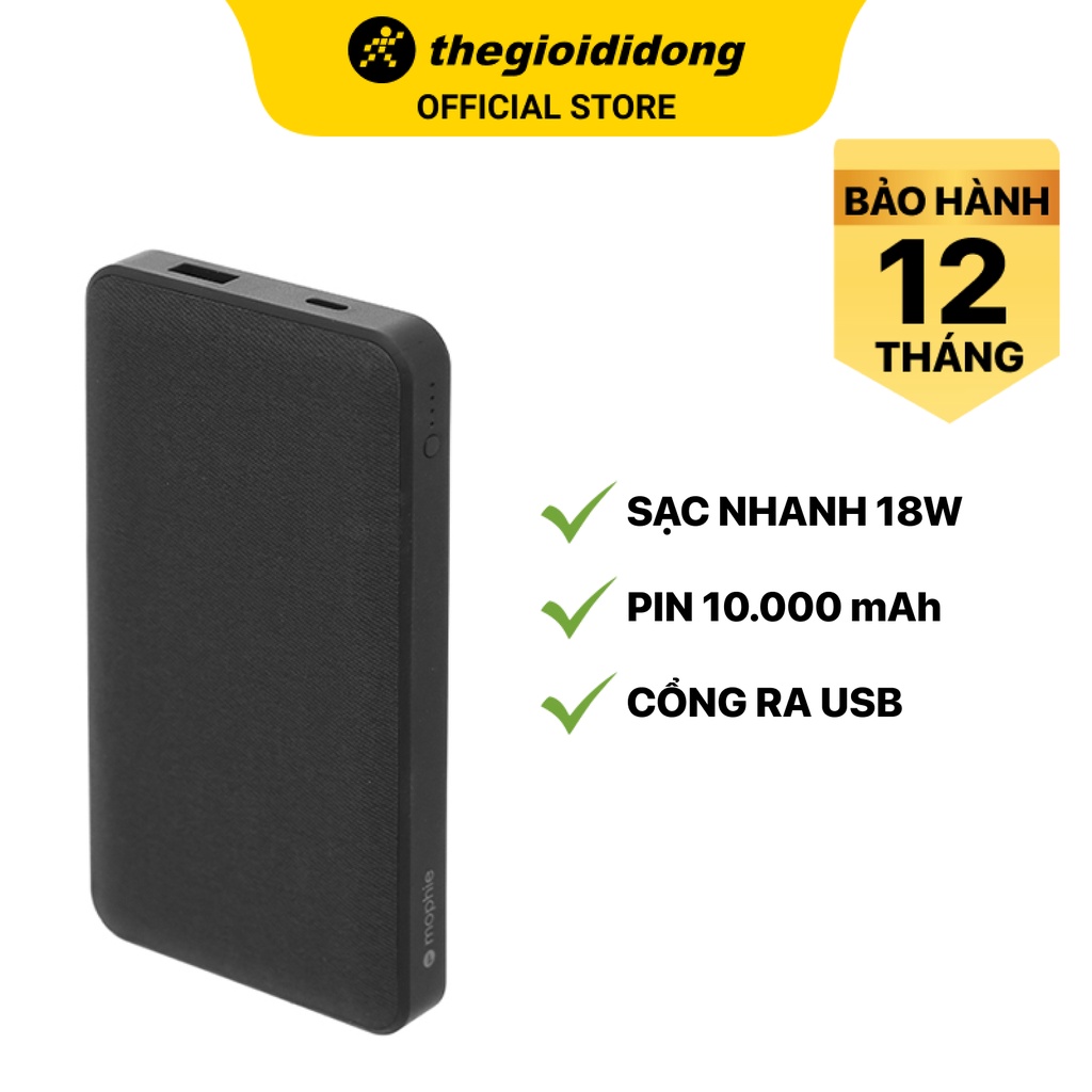 Pin sạc dự phòng Mophie Powerstation XL 10.000 mAh Type C/1 cổng USB 1 cổng Type C - Chính hãng BH 12 tháng