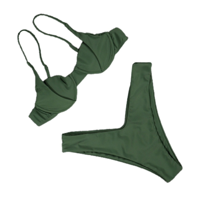 Bikini màu trơn có mút nâng ngực quyến rũ dành cho nữ