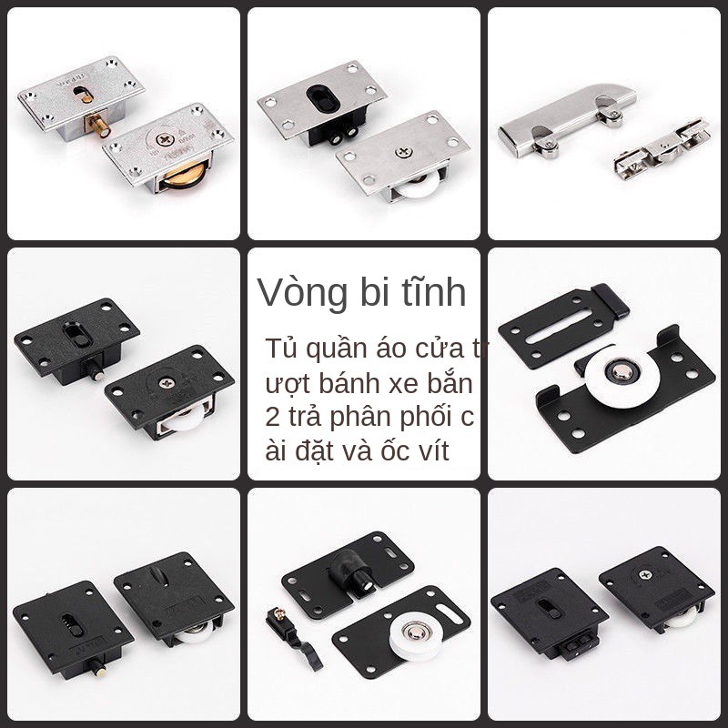 Tủ quần áo âm tường cửa lùa ray trượt treo bánh xe phụ kiện đựng Ròng rọc gỗ chịu lực