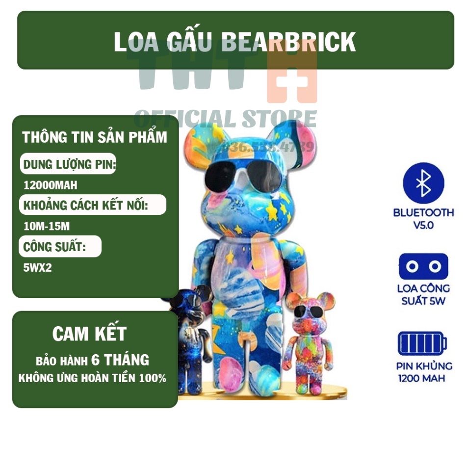 Loa bluetooth mini gấu bearbrick B5+ THT loa blutooth máy tính laptop pc vi tính giá rẻ với âm thanh hay bass treble