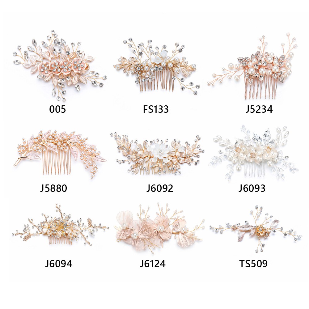 Trâm cài tóc hình hoa đính đá giả phong cách cổ điển thời trang cho cô dâu