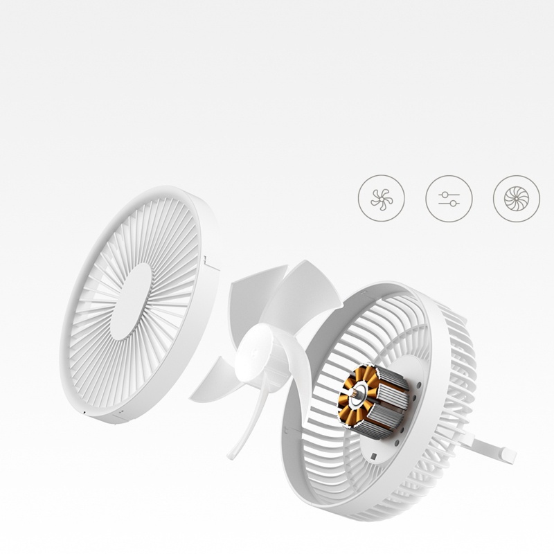 Quạt Để Bàn 7inch 3 Tốc Độ 2 Trong 1 Tích Hợp Đèn LED 2000mAh