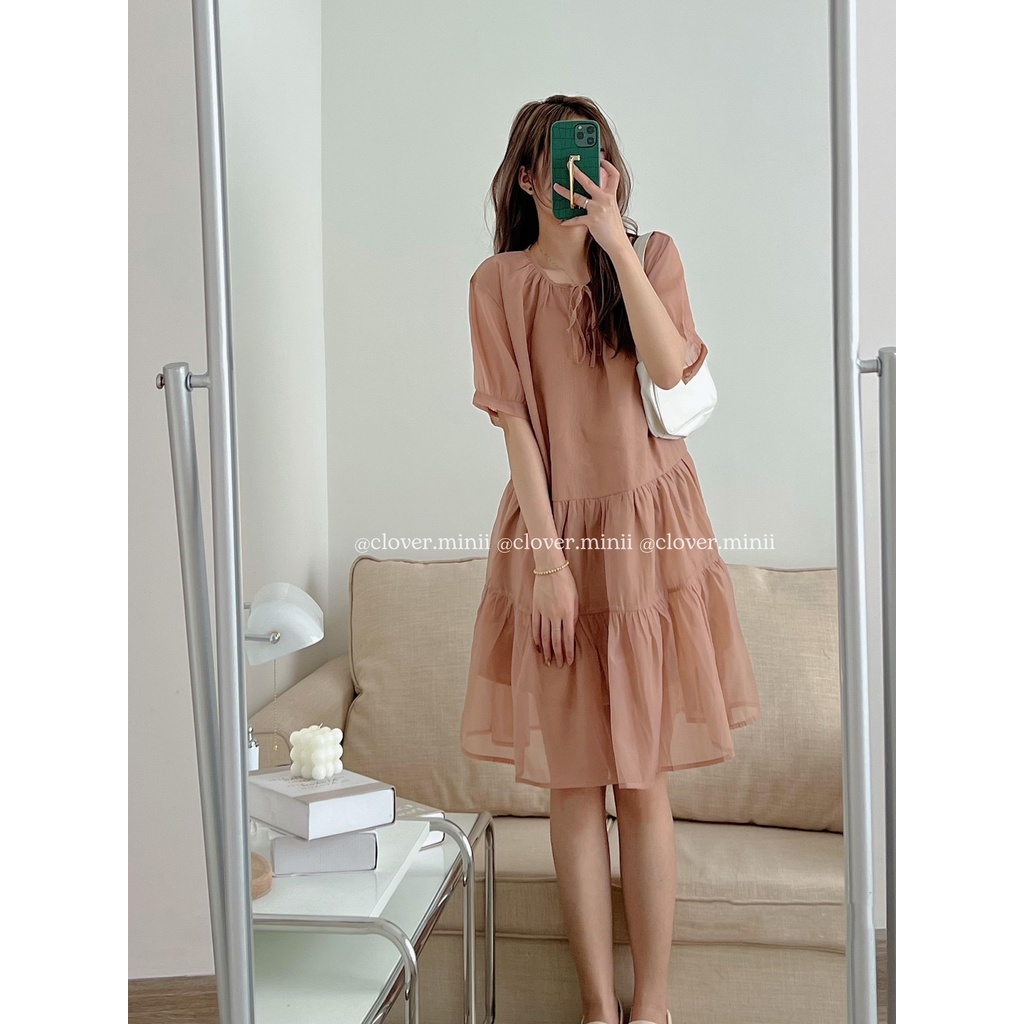 Váy Voan Tơ Hàn Tầng, Váy Voan Tơ, Váy Tơ Hàn - V638