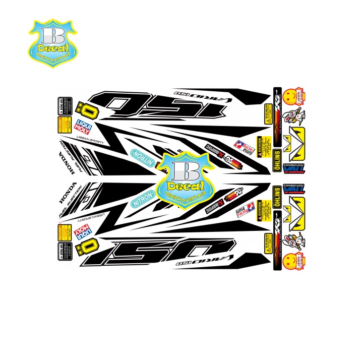 ( Quí khách vui lòng mang ra tiệm cho thợ dán ) Tem vario 150 in decal trong ( ko đen )