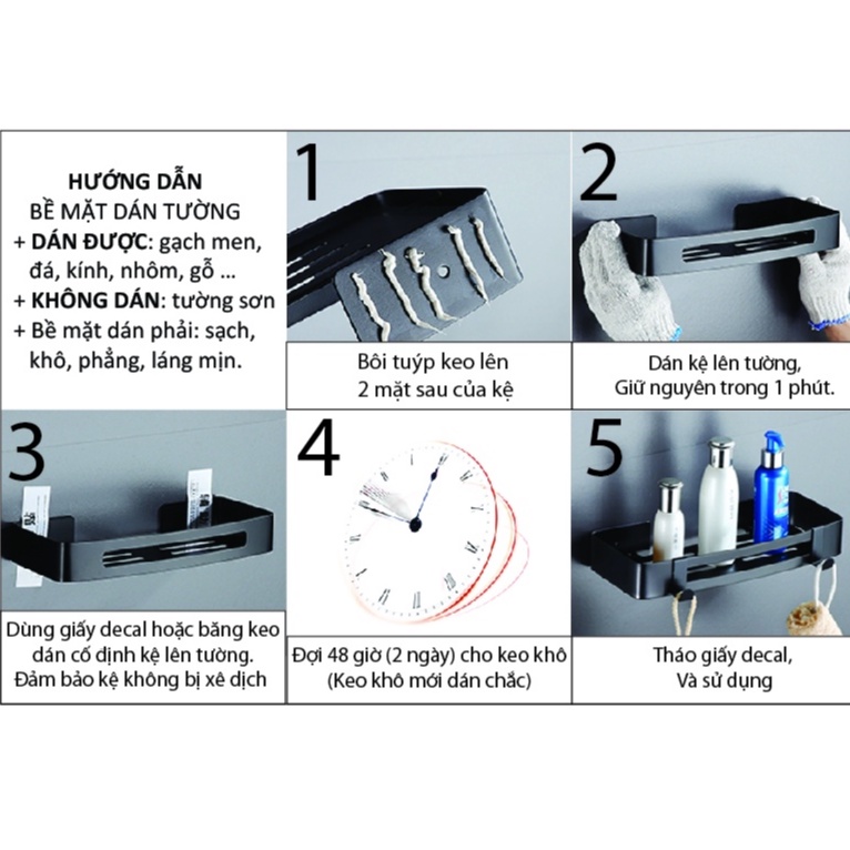 Kệ đựng mỹ phẩm hình chữ nhật Giá để đồ nhà tắm ke nha bep inox 304 không rỉ sét Đồ gia dụng tiện ích kệ nhà tắm NC3