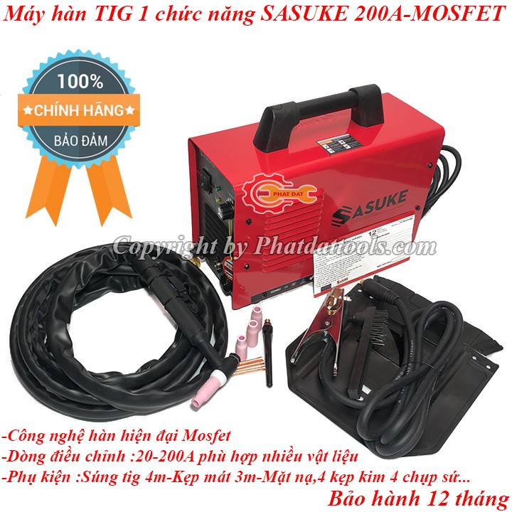 Máy hàn TIG-200A SASUKE-Công nghệ MOSFET Nhật Bản-Máy hàn 1 chức năng chuyên inox-Bảo hành 12 tháng-Đầy đủ phụ kiện