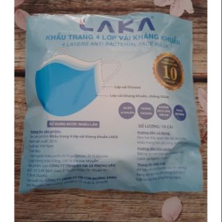 10 cái khẩu trang 4 lớp vải kháng khuẩn Laka