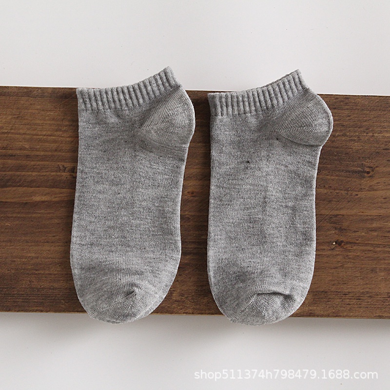 Vớ tất nam nữ cổ ngắn Nhật khử mùi, tất vớ nam nữ cổ ngắn cotton trơn trắng đen xám vintage dày dặn co giãn
