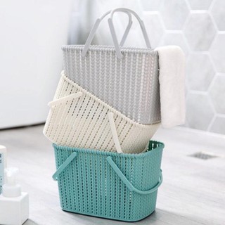 Giỏ hai quai xách đựng đồ đa năng/ Giỏ nhựa giả mây Hàn Quốc