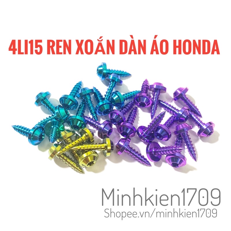 (GR5 XỊN) Ốc titan 4li ren xoắn dàn áo xe honda