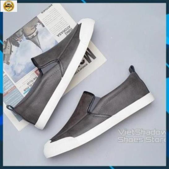 TỐT Xả Mới - Slip on nam LEYO - Giày lười da nam - Da PU 2 màu đen full và xám - Mã SP A1182 AL6 2021 ☭