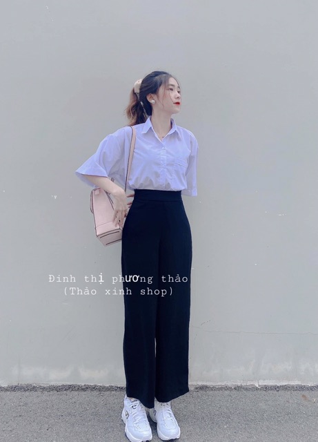 🩸Set Quần Suông + Sơ Mi Kate 1 Túi