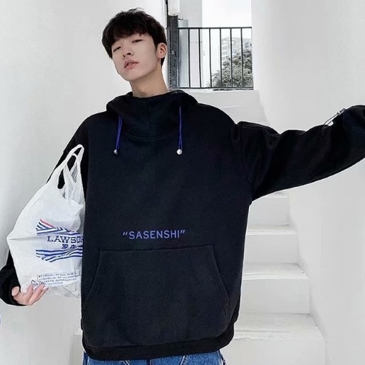 Áo hoodie dáng rộng dày dặn màu trơn thời trang thu đông cho nam