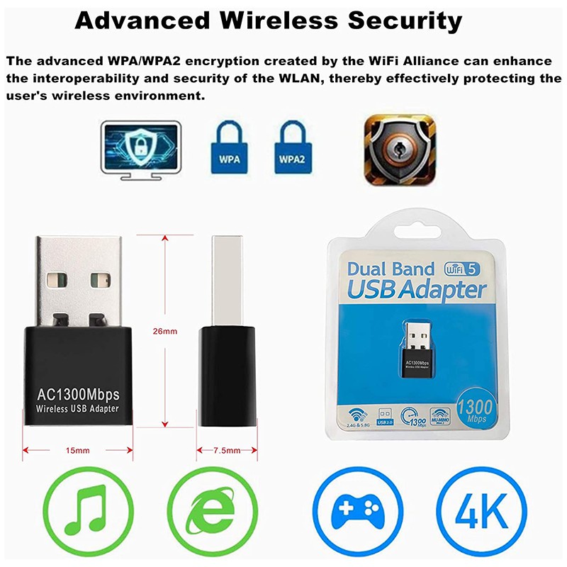 Usb Wifi Chuyển Đổi Ac1300Mbps | BigBuy360 - bigbuy360.vn