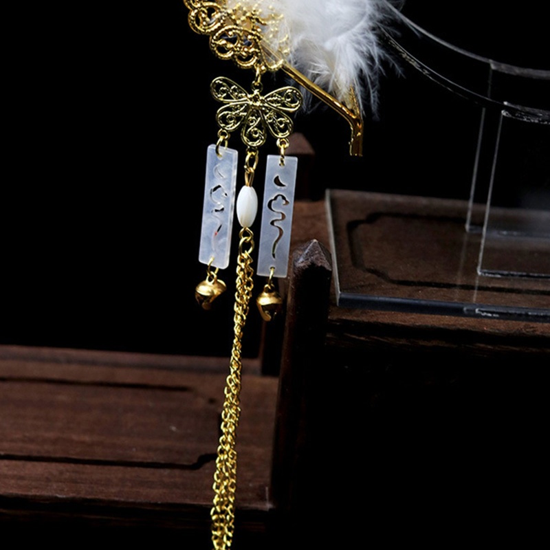 Băng Đô Cài Tóc Hình Vương Miện Hai Lớp Đính Lông Vũ Phong Cách Lolita