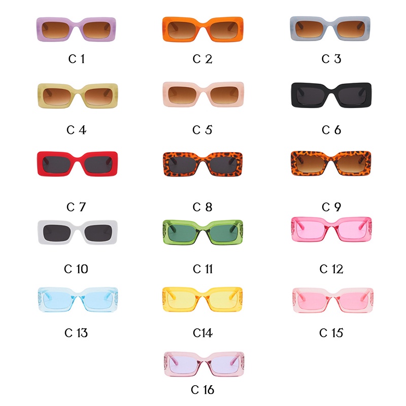 Kính Mát Tròng Vuông Màu Kẹo Thời Trang Phương Tây