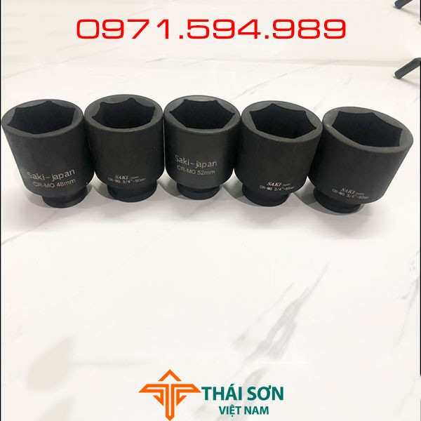 Đầu khẩu, Đầu típ khẩu 3/4 ĐEN CAO CẤP , chiều dài 9cm, mở kích thước từ 48 đến 60. Thép siêu cứng, độ bền cao