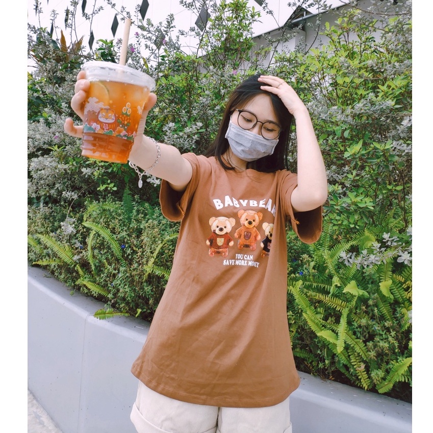 Áo thun tay lỡ dáng rộng hình Gấu Baby basic vải loại 1 thời trang ulzzang Hàn Quốc cho teen học sinh sinh viên