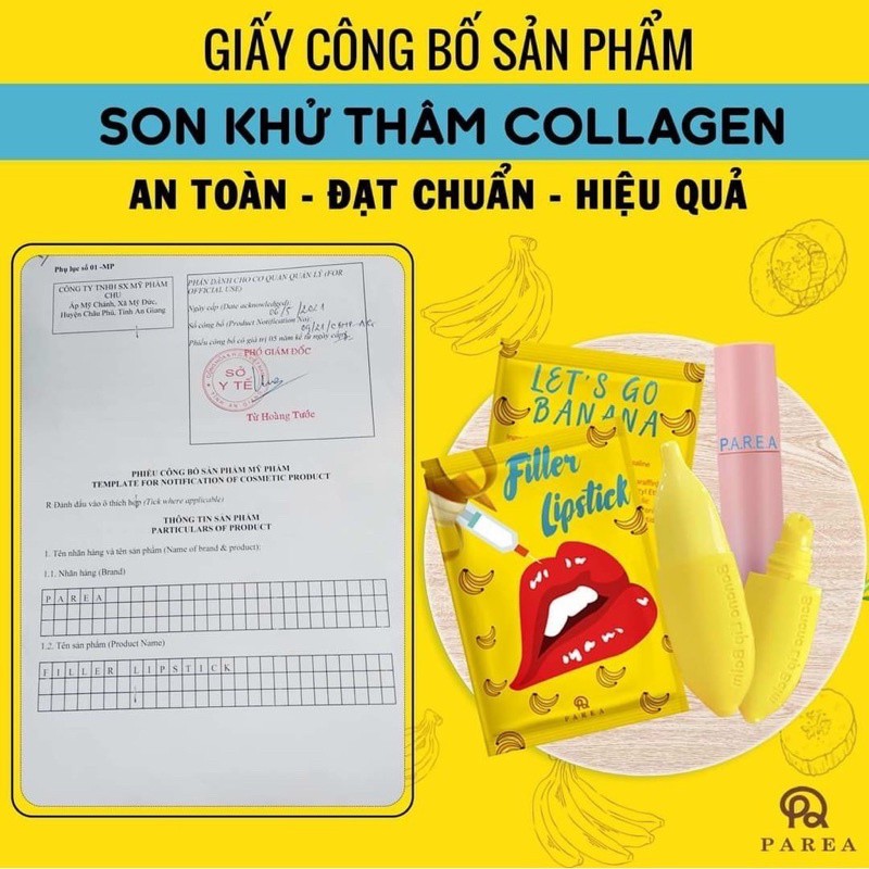 CHÍNH HÃNG SON CHUỐI  KHỬ THÂM TẶNG KÈM SON LÌ GIÚP MÔI CĂNG MỘNG