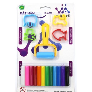 Đồ chơi trẻ em, Đất nặn vỉ 12 màu tặng kèm khuôn Xuất xứ: Thái Lan