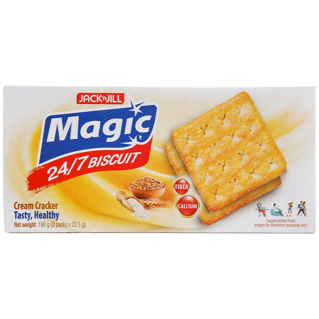 Bánh Quy Đường Magic 24/7 Biscuit Cream Cracker (Hộp 180g)