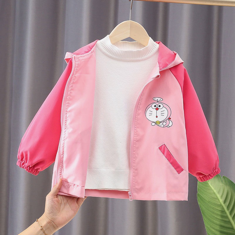 Áo khoác hồng hoạ tiết Doraemon 2 mặt cho bé gái  N01156