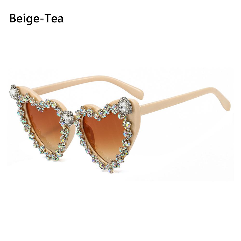 BSUNS Kính Mát Hình Trái Tim Lấp Lánh Phong Cách Vintage Cho Nữ