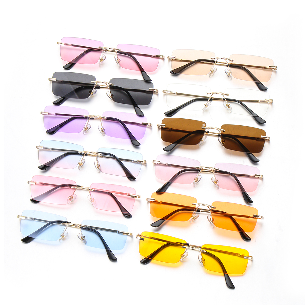 [READY STOCK] [INS TREND] Women Vintage Gradient Sunglasses Rectangle Rimless UV400 Design