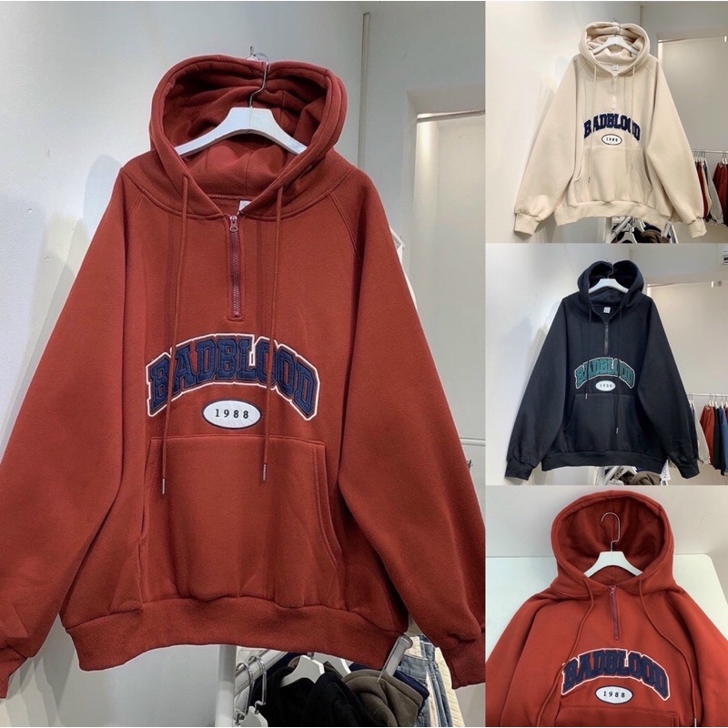 Áo hoodie nón nỉ ngoại dây kéo cổ xuất siêu đẹp BẢNG MÀU THẬT TRẢI SÀN