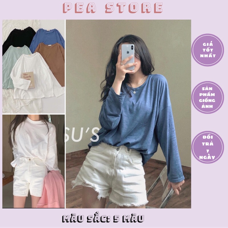 Áo phông dài tay cotton xước form oversize/ Áo phông giấy basic chất cotton xước nhiều màu dáng rộng [Ảnh thật/Sẵn]