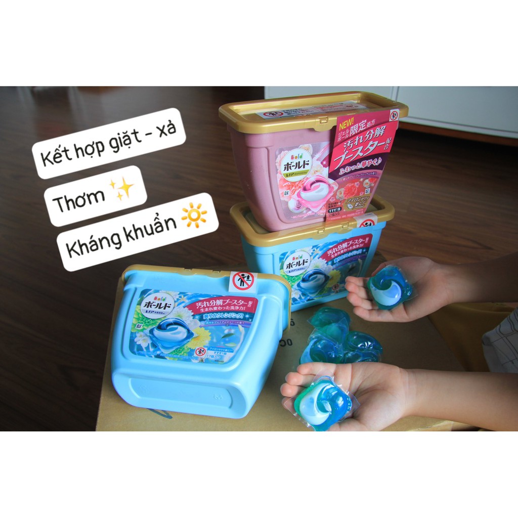 Hộp 17 viên giặt xả ✨ khử mùi, diệt khuẩn ✨ 3 tác động Gel Ball 3D Bold Nhật Bản