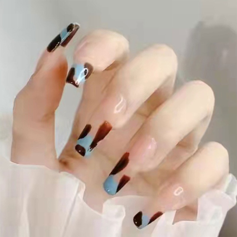 Bộ Móng Tay Giả Phủ Toàn Diện Họa Tiết Da Báo Pháp Có Thể Tháo Rời