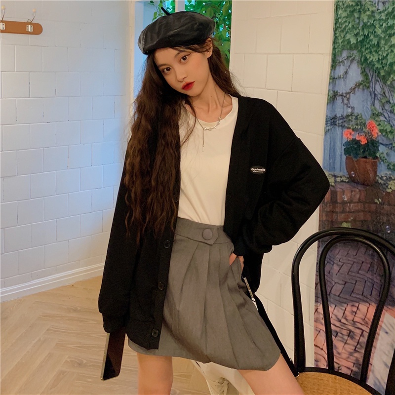 Áo khoác hoodie tay dài dáng rộng thời trang Hàn Quốc cho nữ