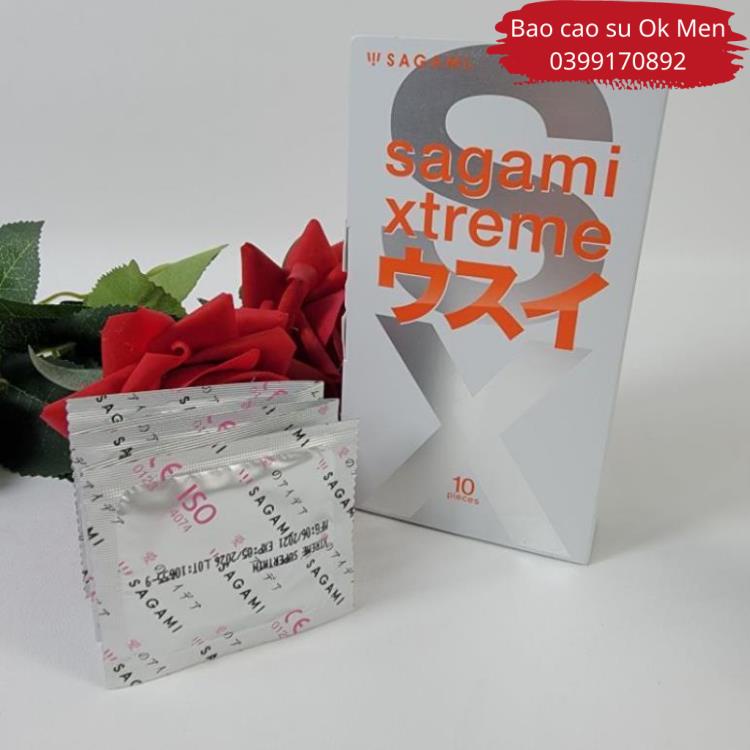 Bao Cao Su Sagami Xtreme Super Thin, Bao Cao Su Trơn, Siêu Mỏng Cao Cấp Nhật Bản Hộp 10 BCS