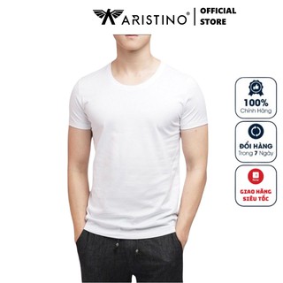 Áo Thun Nam Ngắn Tay ARISTINO Áo Lót Basic Màu trắng Cotton cao cấp mềm mát thoát khí thấm hút mồ hôit AC22