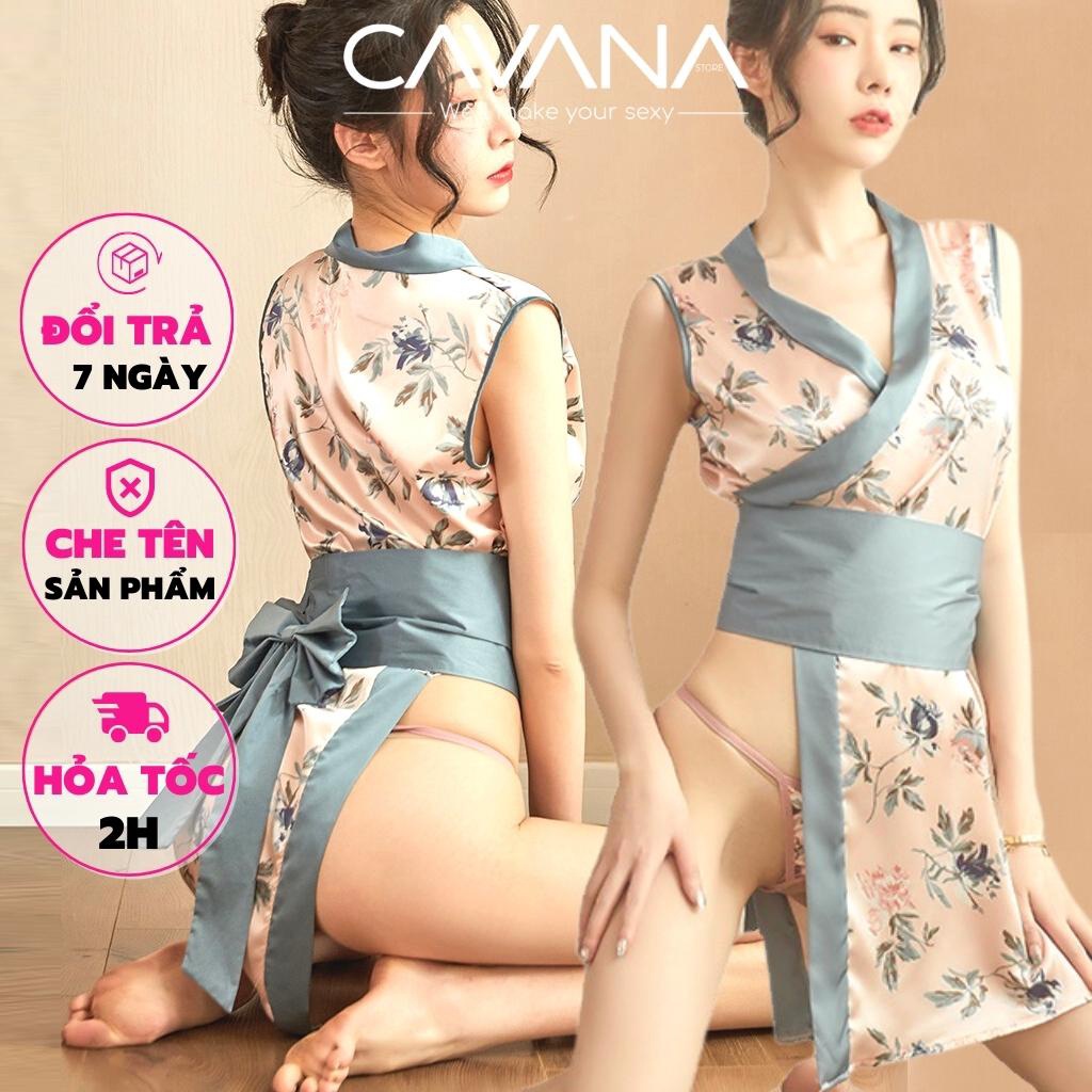 Đồ cosplay sexy, cosplay sexy kimono gợi cảm sang trọng lụa cao cấp kèm quần lọt khe C22 - CAVANA STORE