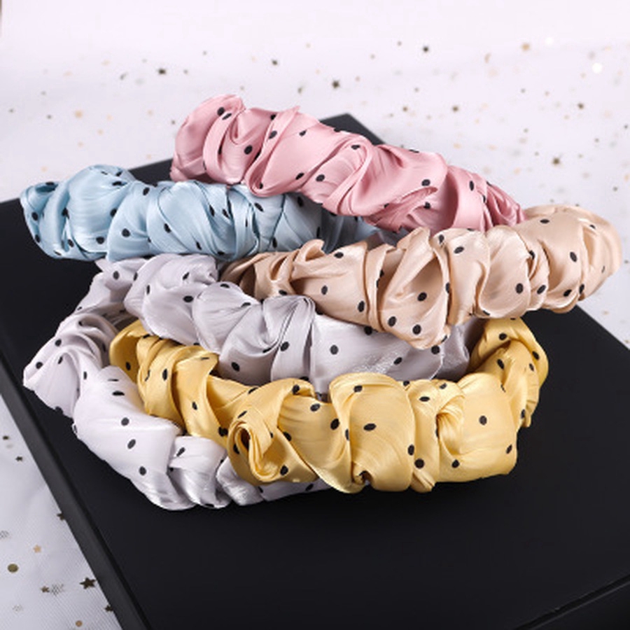 Băng đô cài tóc bằng vải satin in họa tiết chấm bi xinh xắn