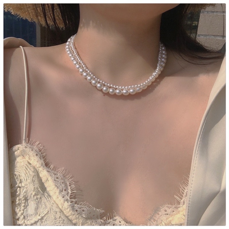 VÒNG CỔ, DÂY CHUYỀN HẠT 2 LỚP THỜI TRANG HÀN QUỐC ULZZANG SANG TRỌNG