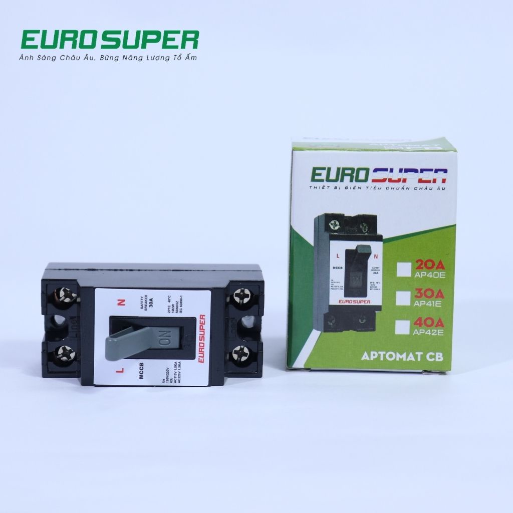 Cầu Dao Aptomat Đen EUROSUPER An Toàn, Tiện Lợi, Độ Chính Xác Cao 20A - 40A