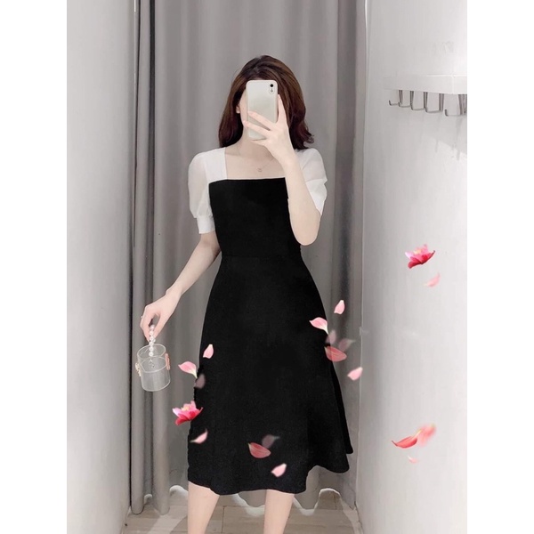 Đầm Dáng Suông Cổ Vuông Tay Phồng Đủ Size Từ 40-120kg