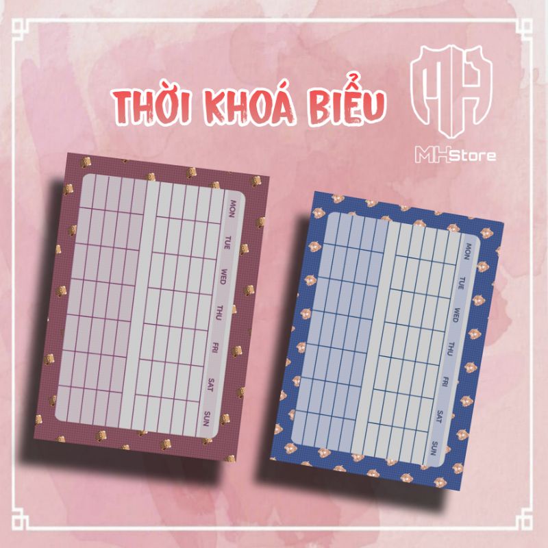 Combo thời khoá biểu kèm sticker môn học nhân vật truyện tranh tình yêu thầm kín chibi