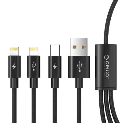 Cáp Sạc Điện Thoại Đa Năng 3 In 1 ORICO Dài 1.2M Dây Dù - Dây Đa Năng Thoại Hàng Chính Hãng