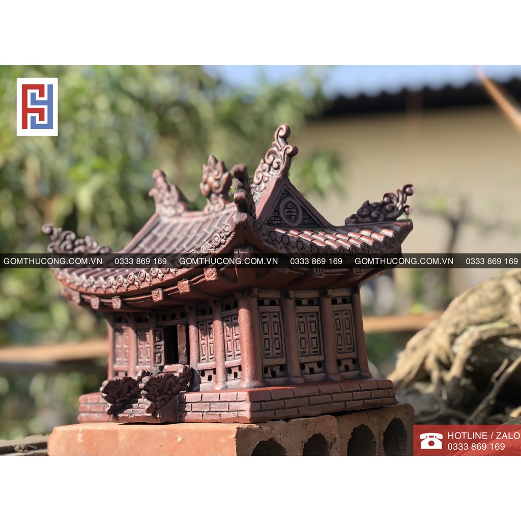 Tiểu cảnh hồ cá, trang trí bể cá cảnh, mô hình gốm đình làng HÀNG ĐẸP trang trí chậu cây bonsai