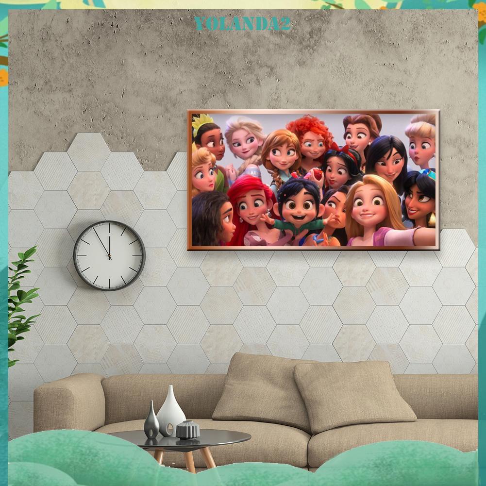 Bộ 2 Tranh Đính Đá Diy Hình Công Chúa Hoạt Hình Dùng Trang Trí Phòng