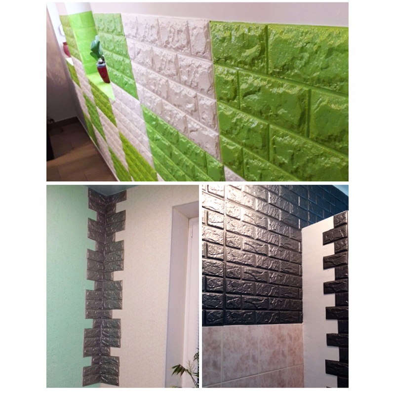 Miếng dán tường bằng xốp PE họa tiết gạch 3D độc đáo trang trí nhà cửa DIY