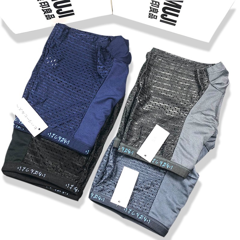 Hộp 4 Quần sịp đùi nam, quần lót nam boxer, vải cotton thông hơi Nhật bản, đủ size từ 45kg đến 80kg