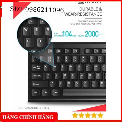 Bàn phím máy tính KAKU KSC-359 phím bấm êm ái chống nước dễ vệ sinh thiết kế tinh tế đơn giản thích hợp với các loại máy