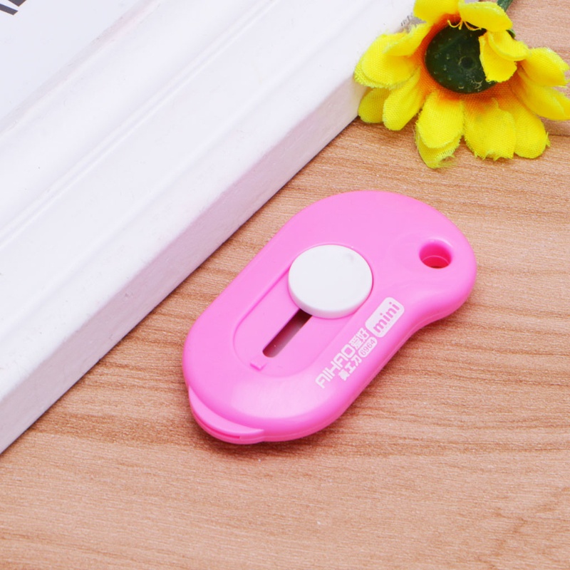 Dao tiện ích rọc giấy màu trơn mini xinh xắn cho văn phòng