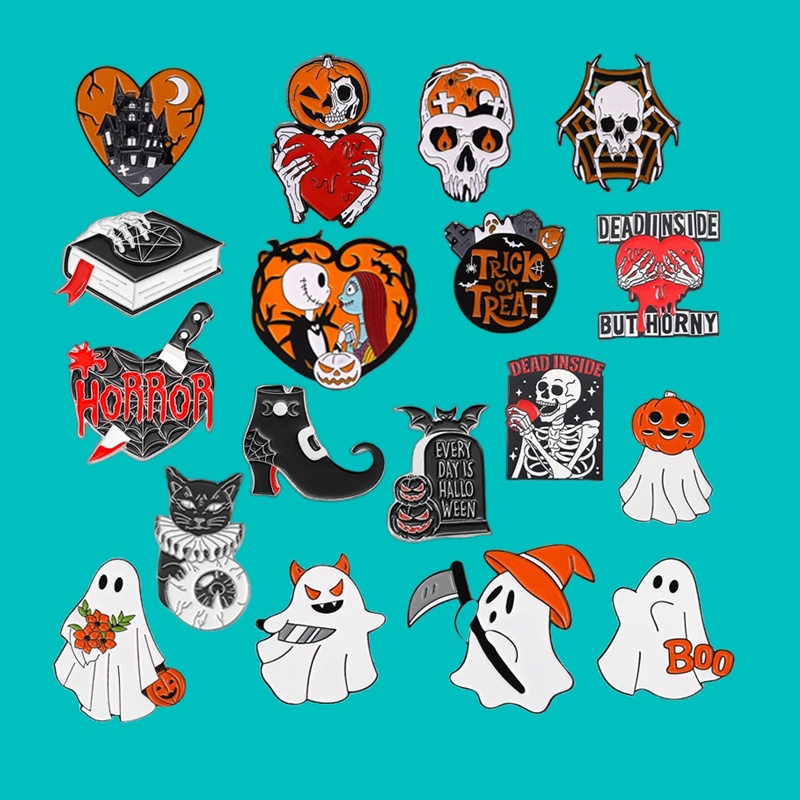 Ghim cài áo QIHE JEWELRY hình đầu lâu phong cách gothic sành điệu