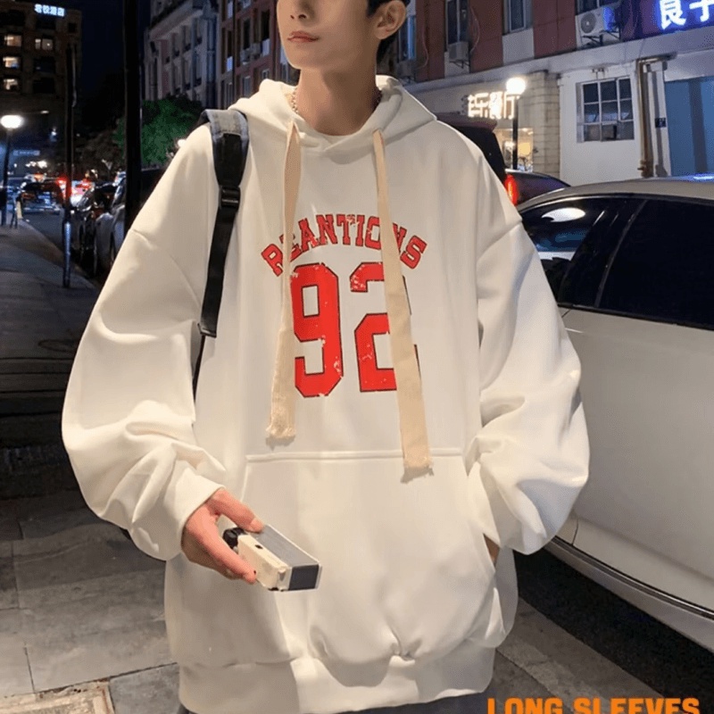 Áo hoodie Dáng Rộng In Chữ Phong Cách Hip Hop Đường Phố Hàn Quốc Chất Lượng Cao Cỡ Lớn M-5XL Cho Nam